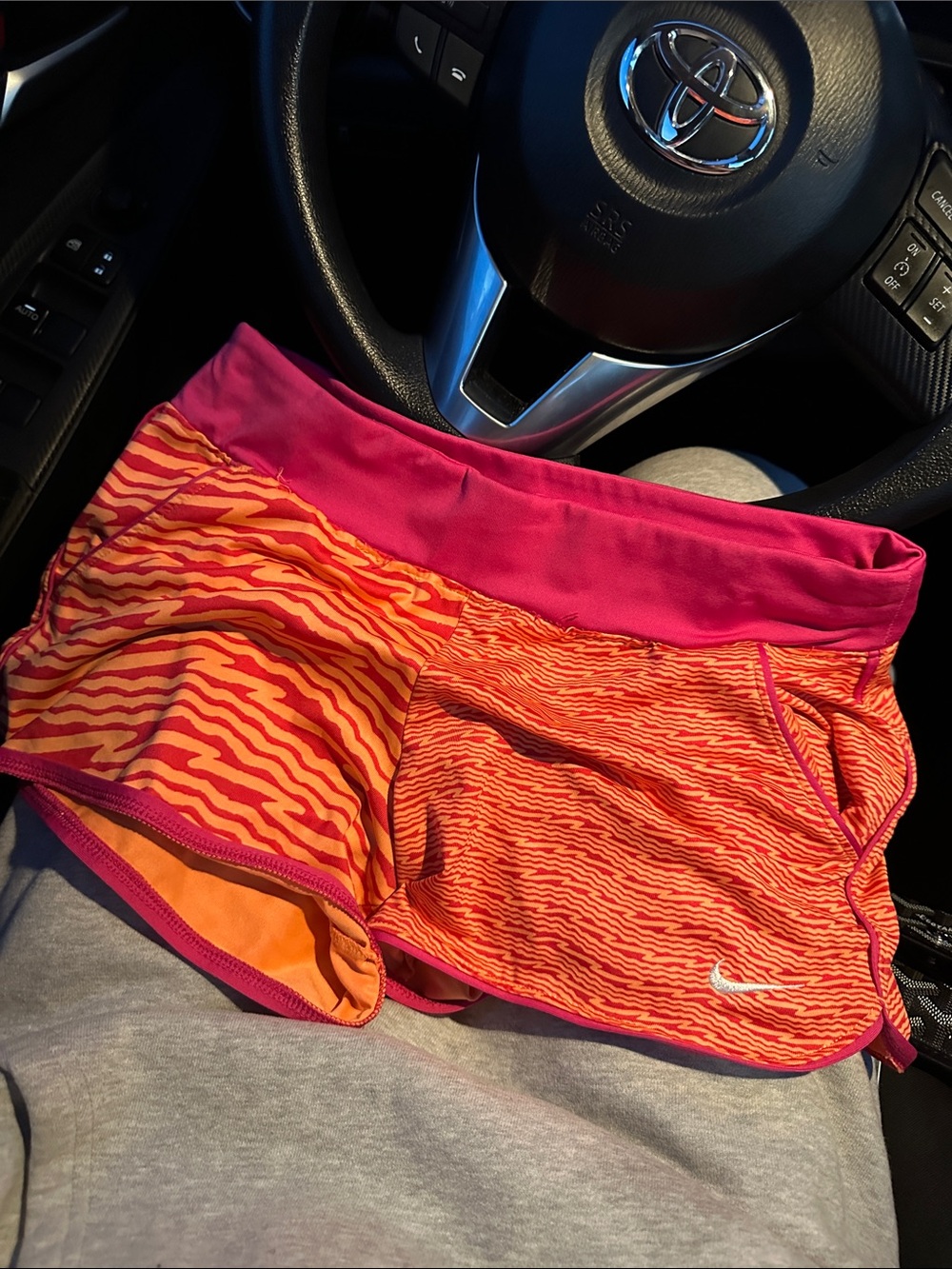 Nike Women's Pink and Orange Athletic Running Shorts